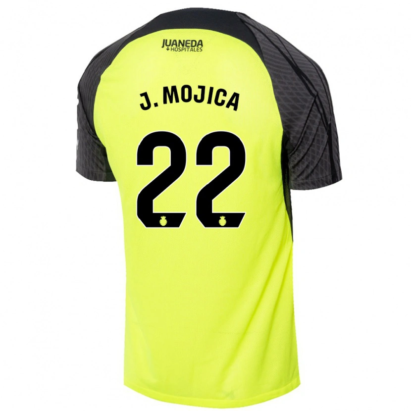 Danxen Kinder Johan Mojica #22 Fluoreszierend Grün Schwarz Auswärtstrikot Trikot 2024/25 T-Shirt