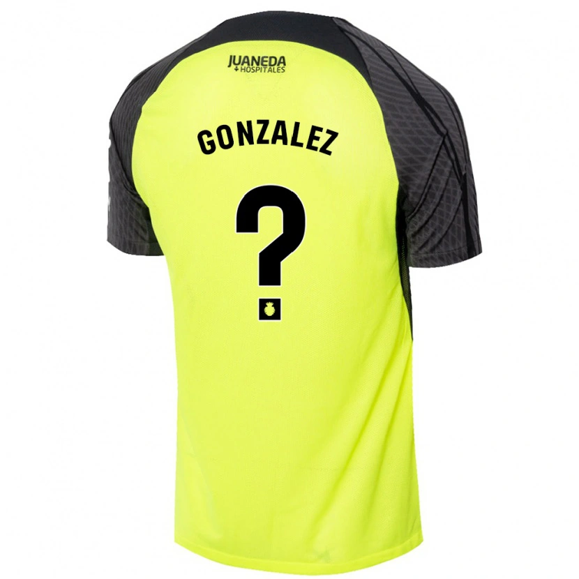 Danxen Kinder Adrià González #0 Fluoreszierend Grün Schwarz Auswärtstrikot Trikot 2024/25 T-Shirt