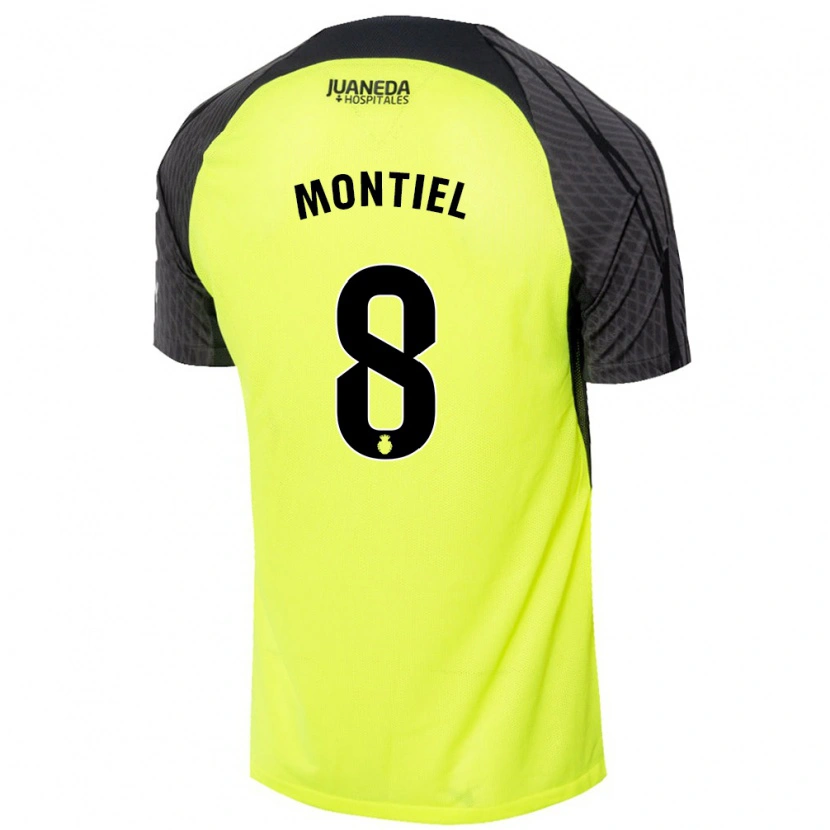 Danxen Kinder Luis Montiel #8 Fluoreszierend Grün Schwarz Auswärtstrikot Trikot 2024/25 T-Shirt