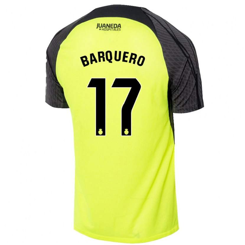 Danxen Kinder Adrián Barquero #17 Fluoreszierend Grün Schwarz Auswärtstrikot Trikot 2024/25 T-Shirt