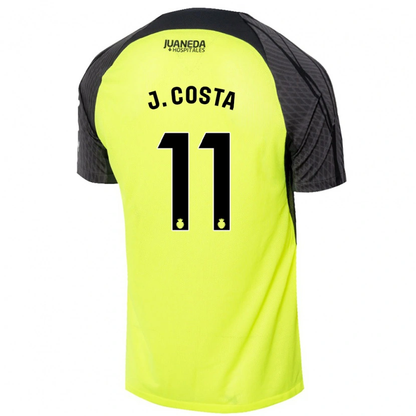 Danxen Kinder Jaume Costa #11 Fluoreszierend Grün Schwarz Auswärtstrikot Trikot 2024/25 T-Shirt