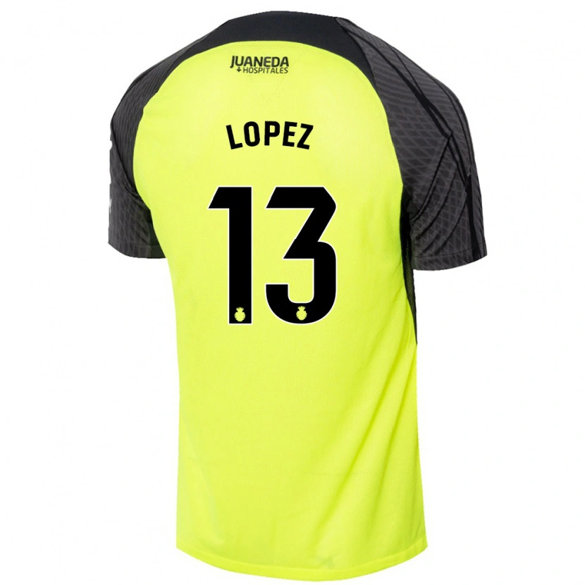 Danxen Kinder Iván López #13 Fluoreszierend Grün Schwarz Auswärtstrikot Trikot 2024/25 T-Shirt