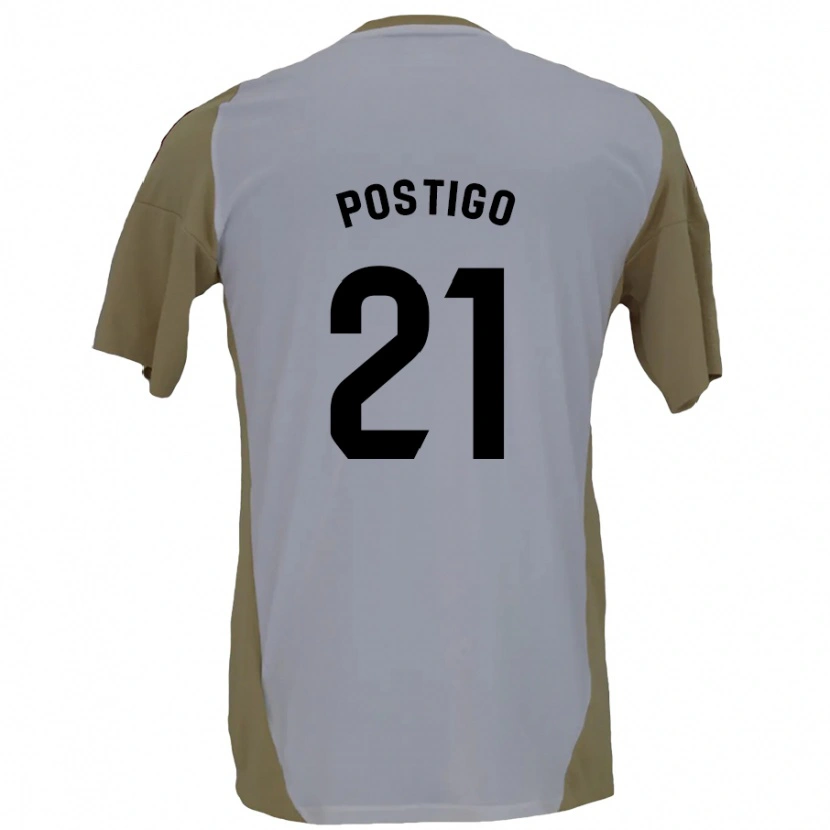 Danxen Kinder Sergio Postigo #21 Braunweiß Auswärtstrikot Trikot 2024/25 T-Shirt