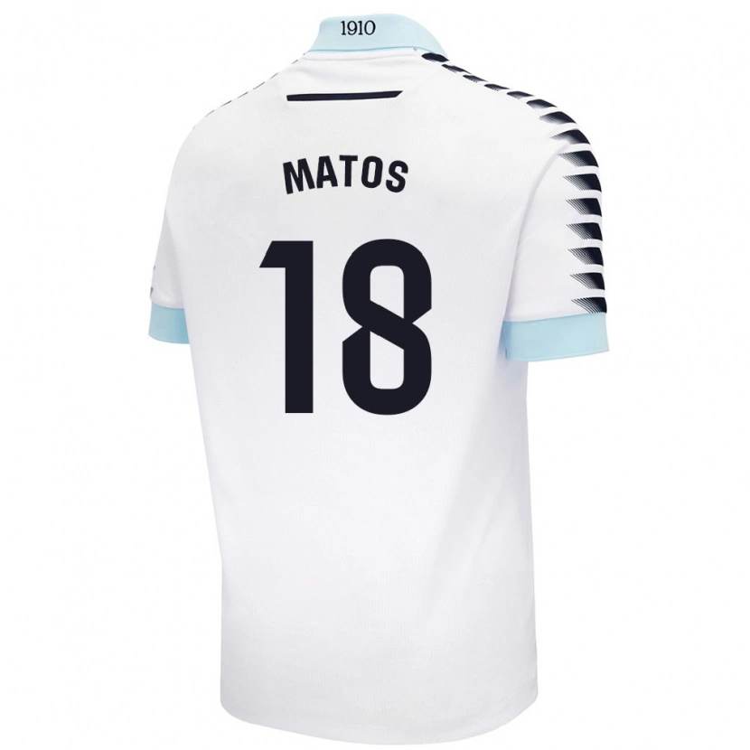 Danxen Kinder José Matos #18 Weiß Blau Auswärtstrikot Trikot 2024/25 T-Shirt