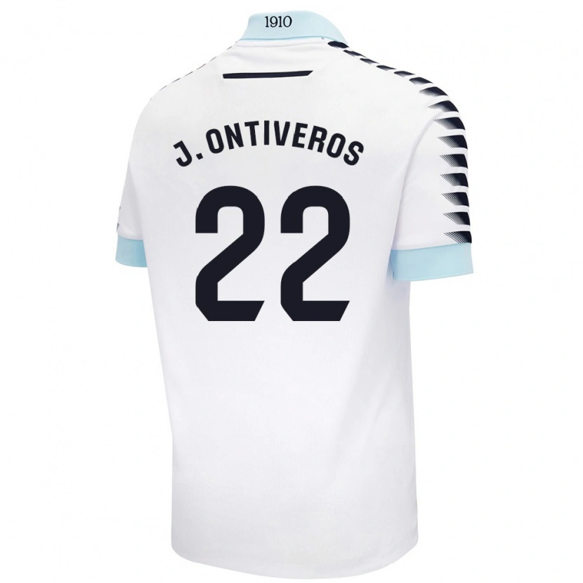 Danxen Kinder Javi Ontiveros #22 Weiß Blau Auswärtstrikot Trikot 2024/25 T-Shirt