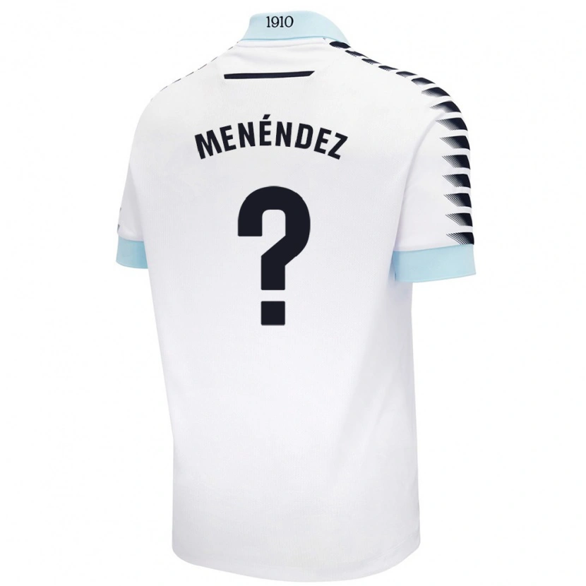 Danxen Kinder Jaime Menéndez #0 Weiß Blau Auswärtstrikot Trikot 2024/25 T-Shirt