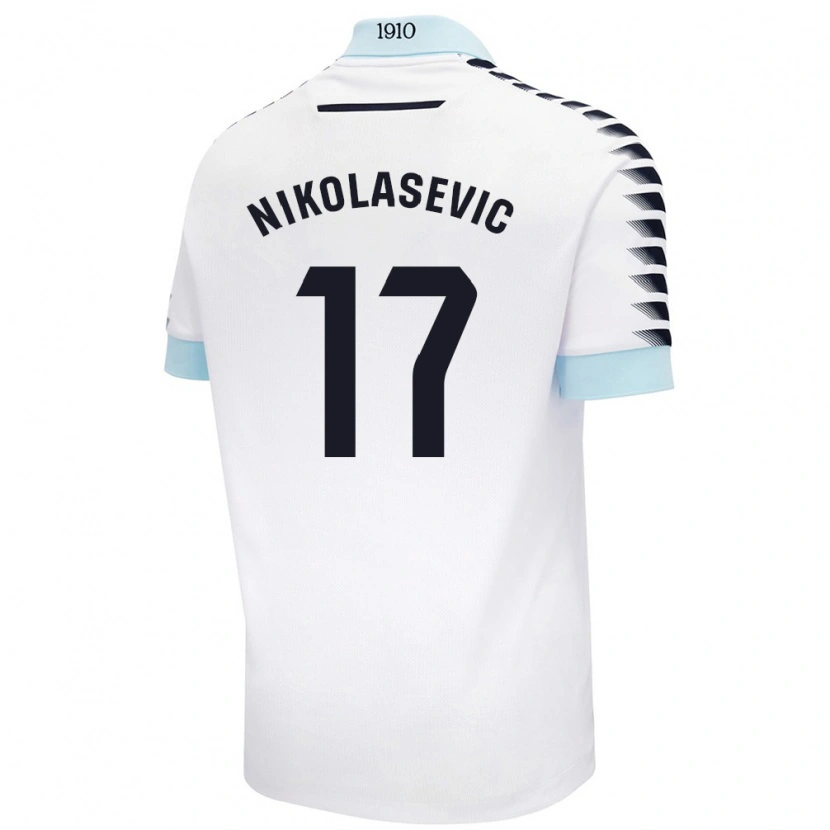 Danxen Kinder Mirko Nikolasevic #17 Weiß Blau Auswärtstrikot Trikot 2024/25 T-Shirt