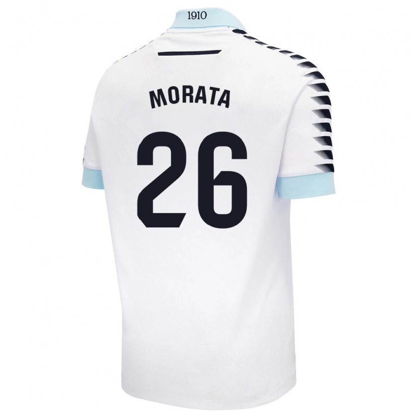 Danxen Kinder Álex Morata #26 Weiß Blau Auswärtstrikot Trikot 2024/25 T-Shirt