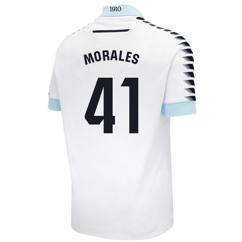 Danxen Kinder Luis Morales #41 Weiß Blau Auswärtstrikot Trikot 2024/25 T-Shirt