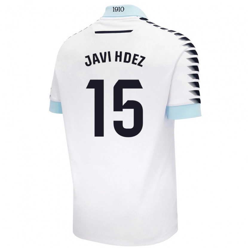 Danxen Kinder Javi Hernández #15 Weiß Blau Auswärtstrikot Trikot 2024/25 T-Shirt