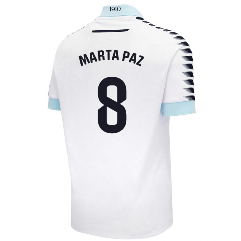 Danxen Kinder Marta Milagros Paz Cruz #8 Weiß Blau Auswärtstrikot Trikot 2024/25 T-Shirt