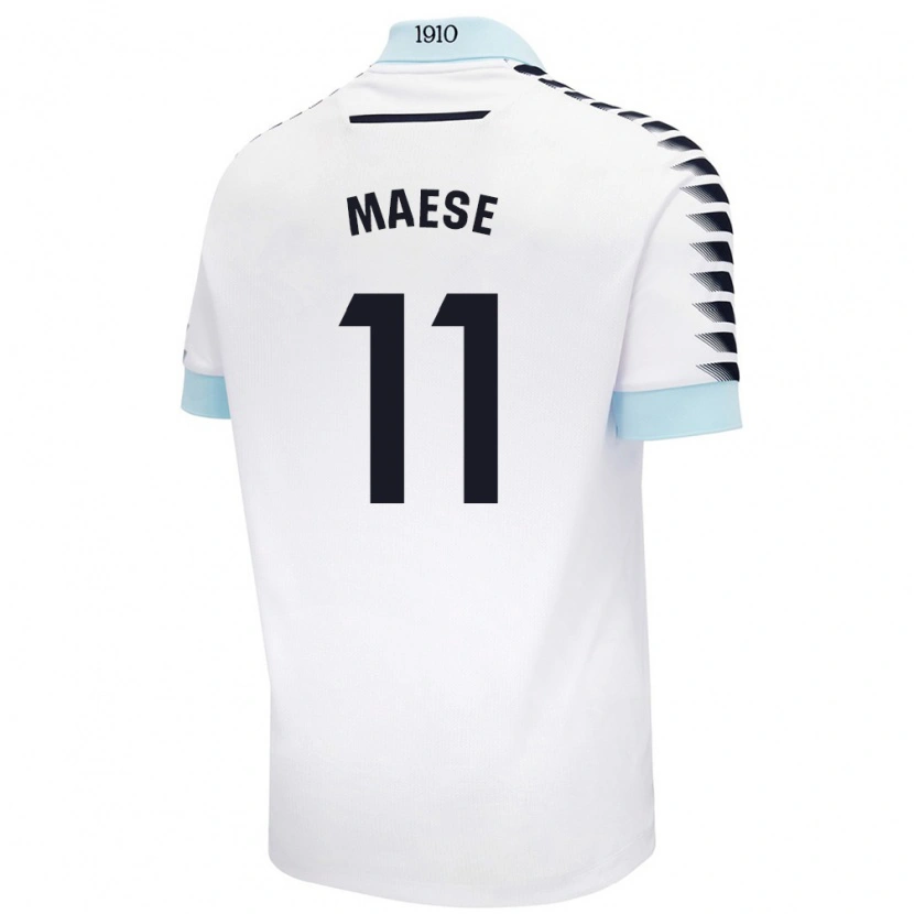 Danxen Kinder María Del Carmen Maese Gaitán #11 Weiß Blau Auswärtstrikot Trikot 2024/25 T-Shirt