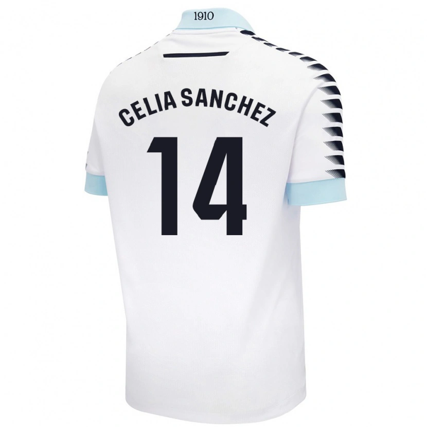 Danxen Kinder Celia Sánchez García #14 Weiß Blau Auswärtstrikot Trikot 2024/25 T-Shirt