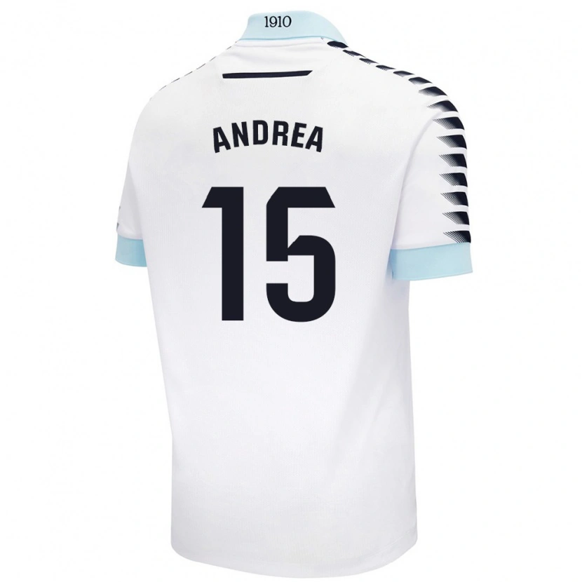 Danxen Kinder Andrea Sánchez Moreno #15 Weiß Blau Auswärtstrikot Trikot 2024/25 T-Shirt