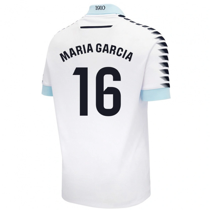 Danxen Kinder Maria García Fernández #16 Weiß Blau Auswärtstrikot Trikot 2024/25 T-Shirt