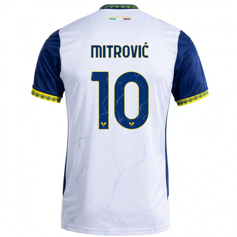 Danxen Kinder Stefan Mitrović #10 Weiß Blau Auswärtstrikot Trikot 2024/25 T-Shirt