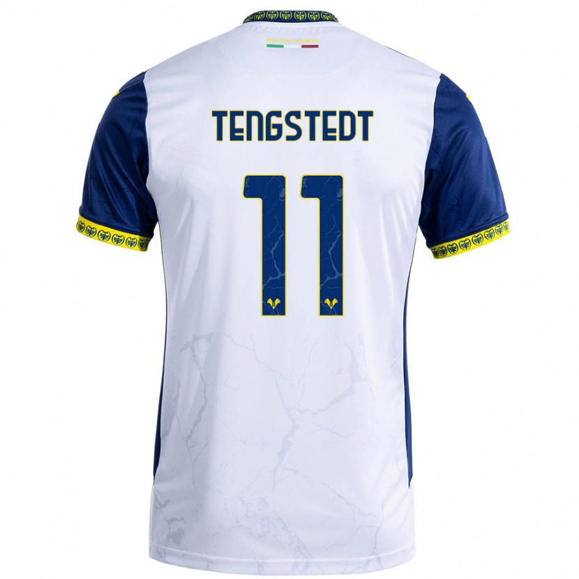 Danxen Kinder Casper Tengstedt #11 Weiß Blau Auswärtstrikot Trikot 2024/25 T-Shirt