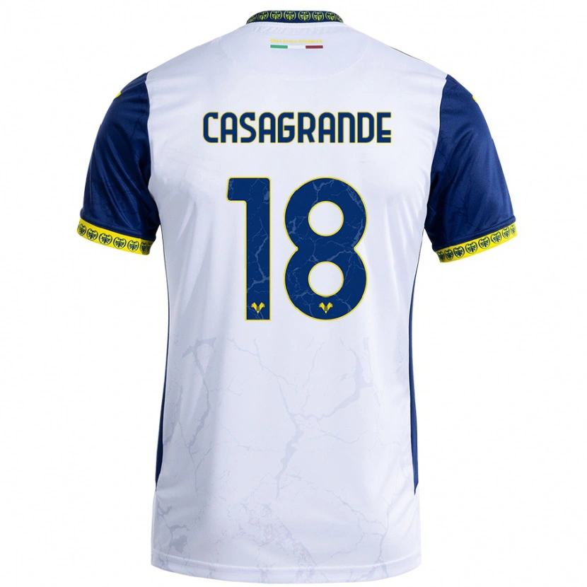 Danxen Kinder Davide Casagrande #18 Weiß Blau Auswärtstrikot Trikot 2024/25 T-Shirt