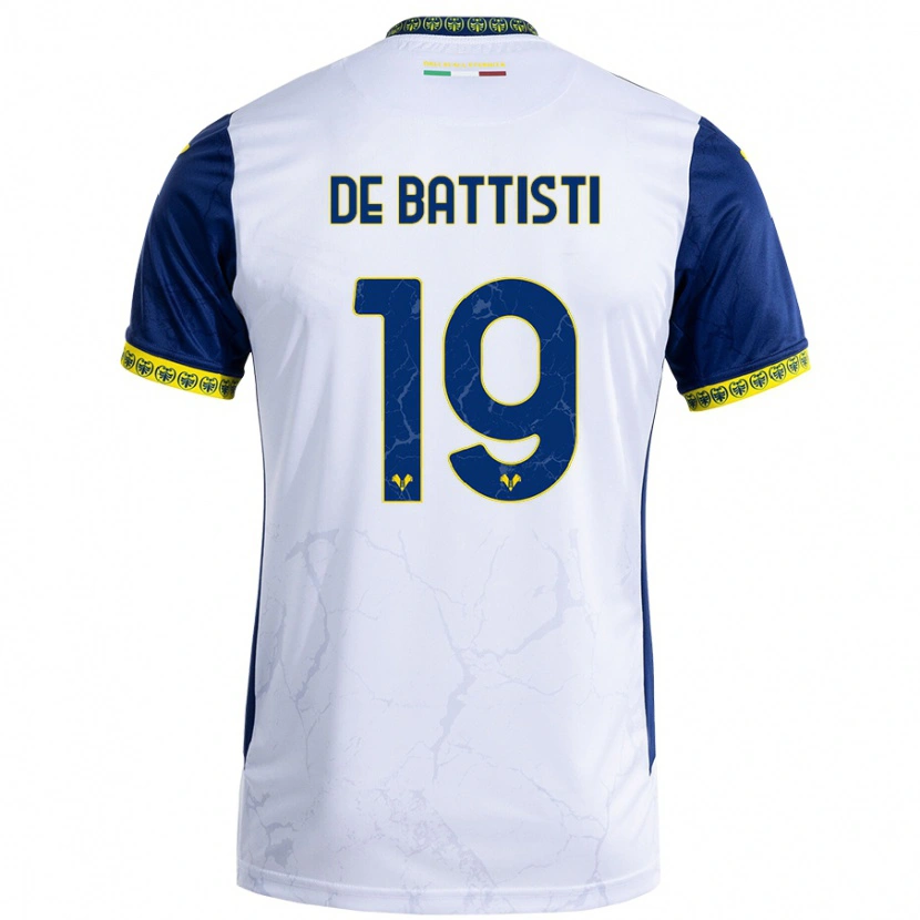 Danxen Kinder Davide De Battisti #19 Weiß Blau Auswärtstrikot Trikot 2024/25 T-Shirt