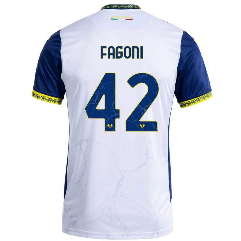 Danxen Kinder Marco Fagoni #42 Weiß Blau Auswärtstrikot Trikot 2024/25 T-Shirt