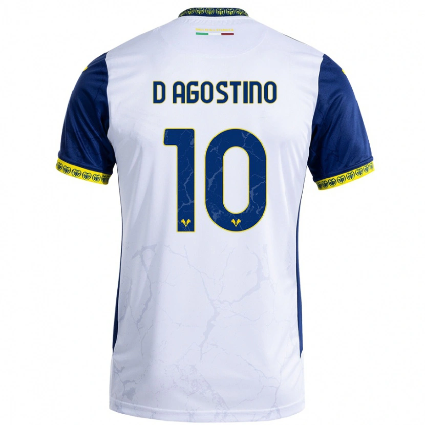 Danxen Kinder Samuele D'agostino #10 Weiß Blau Auswärtstrikot Trikot 2024/25 T-Shirt