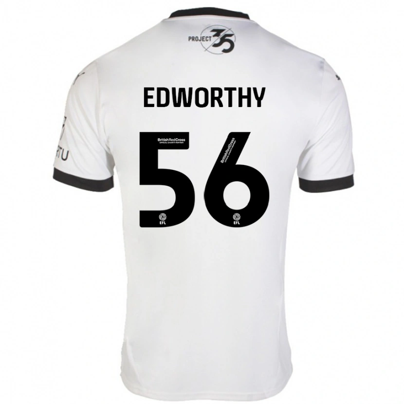 Danxen Kinder Kieran Edworthy #56 Weiß Schwarz Auswärtstrikot Trikot 2024/25 T-Shirt