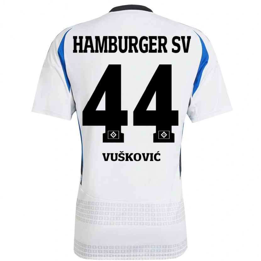 Danxen Herren Mario Vuskovic #44 Weiß Blau Heimtrikot Trikot 2024/25 T-Shirt