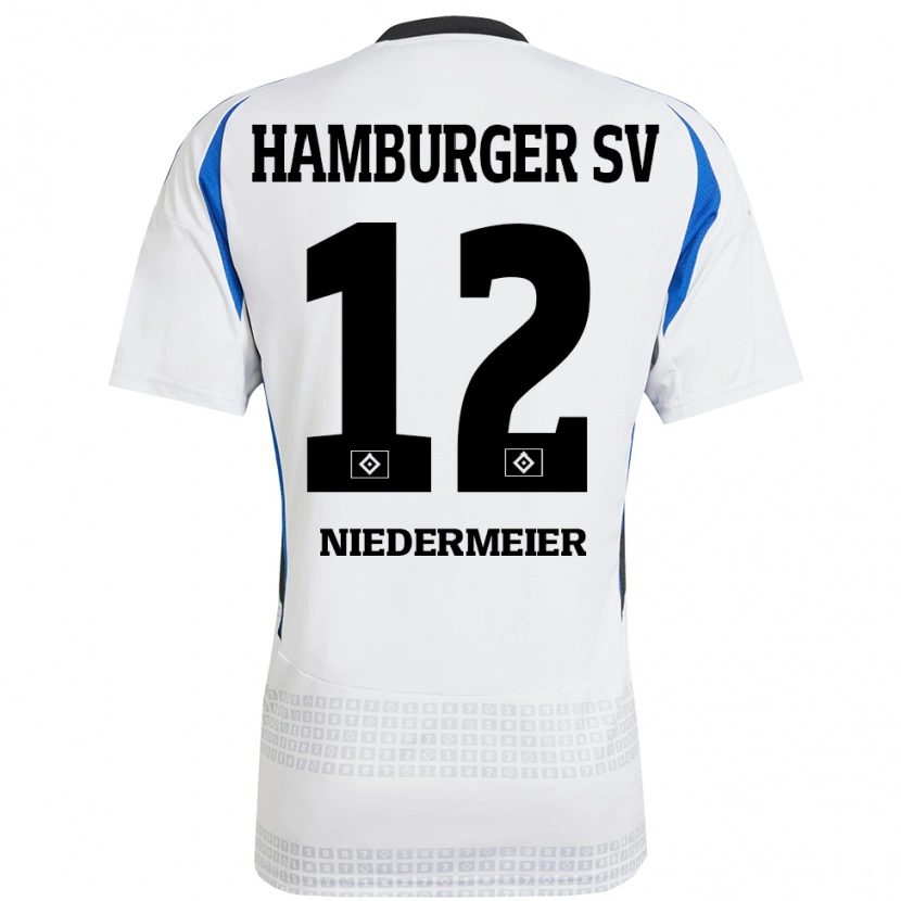 Danxen Herren Philipp Niedermeier #12 Weiß Blau Heimtrikot Trikot 2024/25 T-Shirt