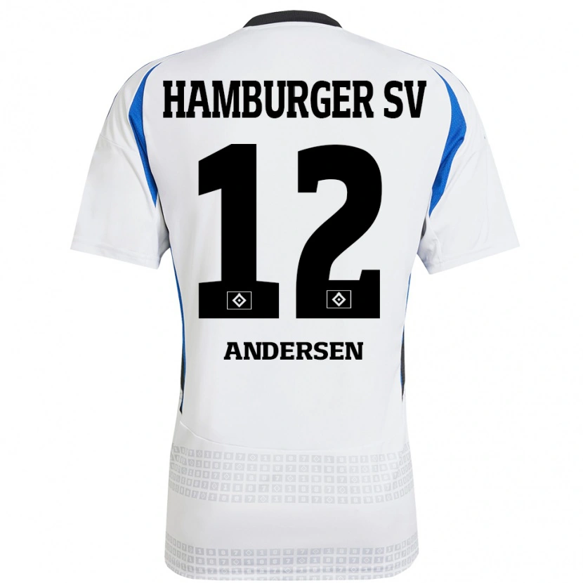 Danxen Herren Patrick Andersen #12 Weiß Blau Heimtrikot Trikot 2024/25 T-Shirt