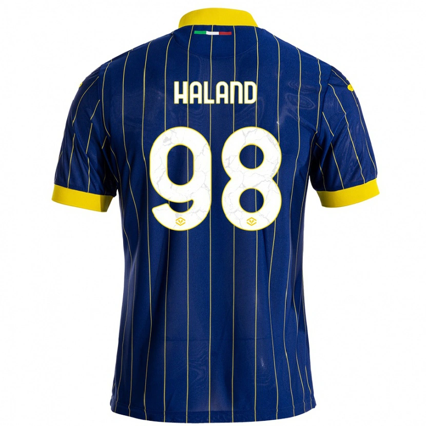 Danxen Herren Benedicte Iversen Håland #98 Blau Gelb Heimtrikot Trikot 2024/25 T-Shirt