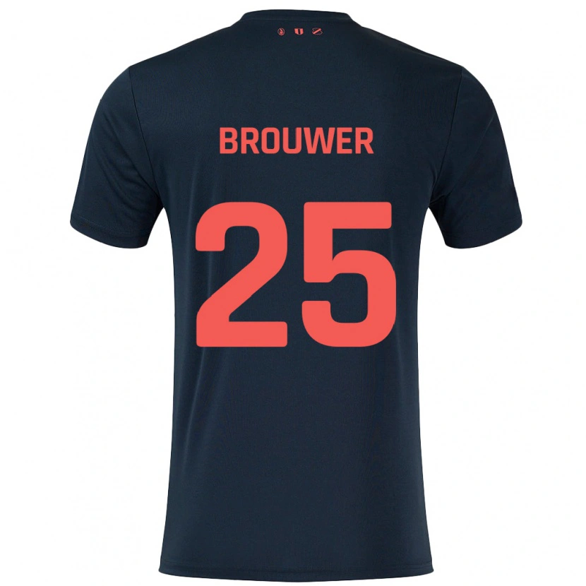 Danxen Herren Michael Brouwer #25 Schwarz Rot Auswärtstrikot Trikot 2024/25 T-Shirt