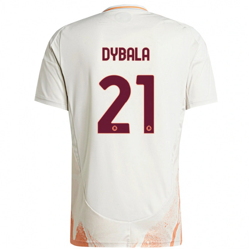 Danxen Herren Paulo Dybala #21 Cremeweiß Orange Auswärtstrikot Trikot 2024/25 T-Shirt