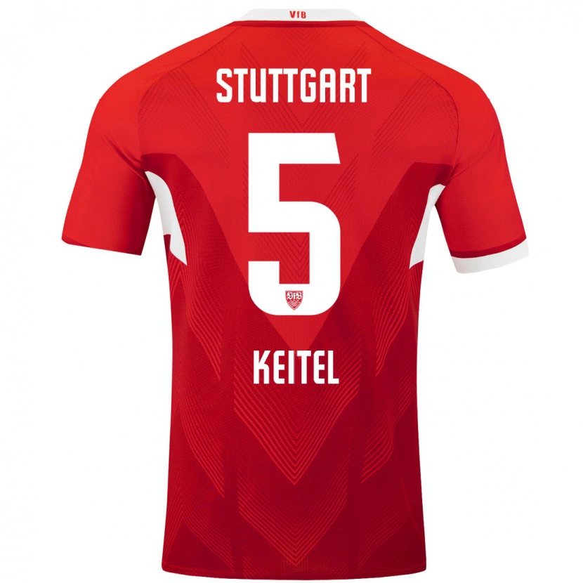 Danxen Herren Yannik Keitel #5 Rot Weiß Auswärtstrikot Trikot 2024/25 T-Shirt