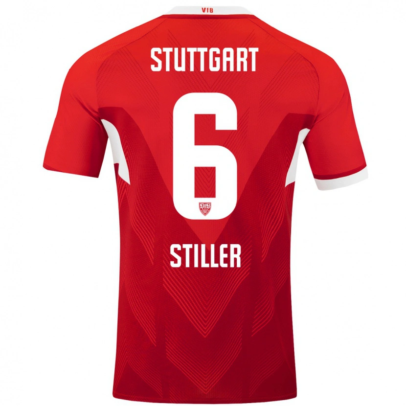 Danxen Herren Angelo Stiller #6 Rot Weiß Auswärtstrikot Trikot 2024/25 T-Shirt