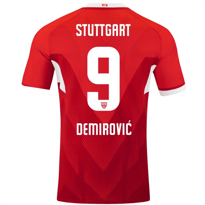 Danxen Herren Ermedin Demirovic #9 Rot Weiß Auswärtstrikot Trikot 2024/25 T-Shirt