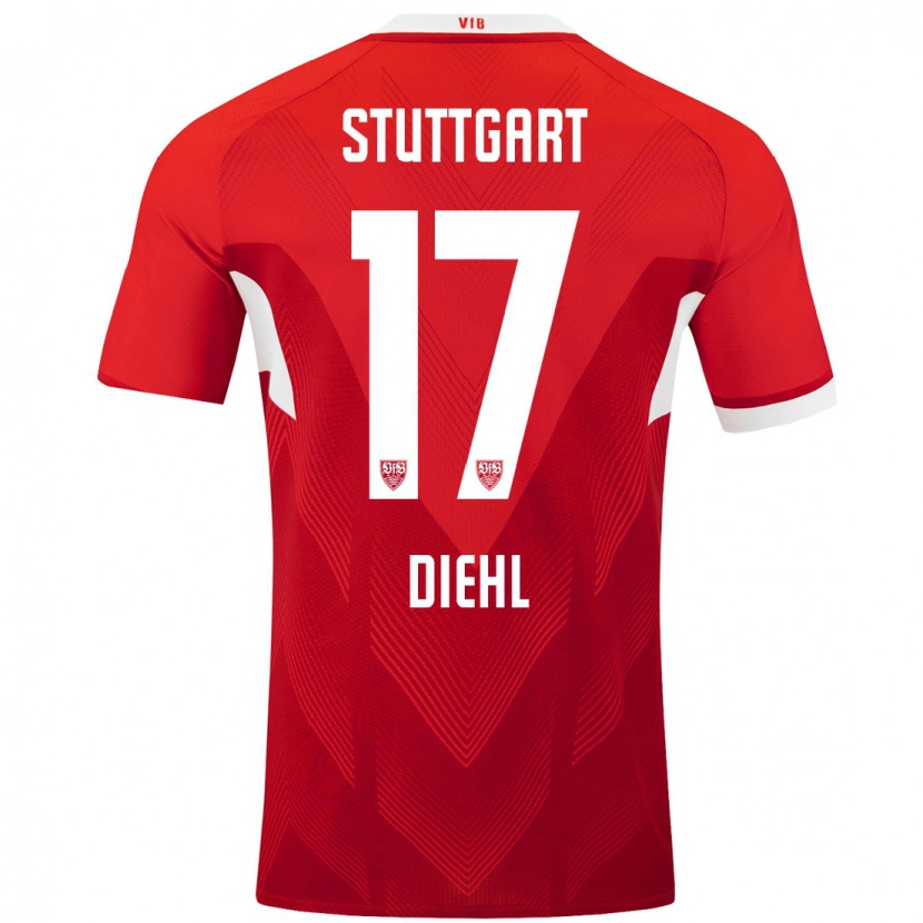 Danxen Herren Justin Diehl #17 Rot Weiß Auswärtstrikot Trikot 2024/25 T-Shirt