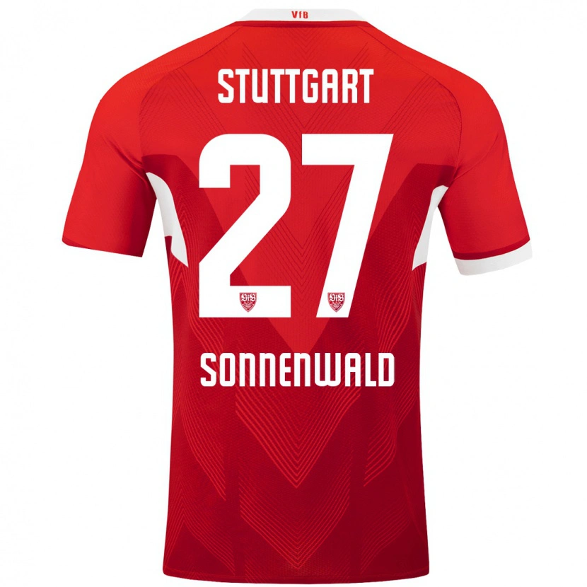 Danxen Herren Lukas Sonnenwald #27 Rot Weiß Auswärtstrikot Trikot 2024/25 T-Shirt