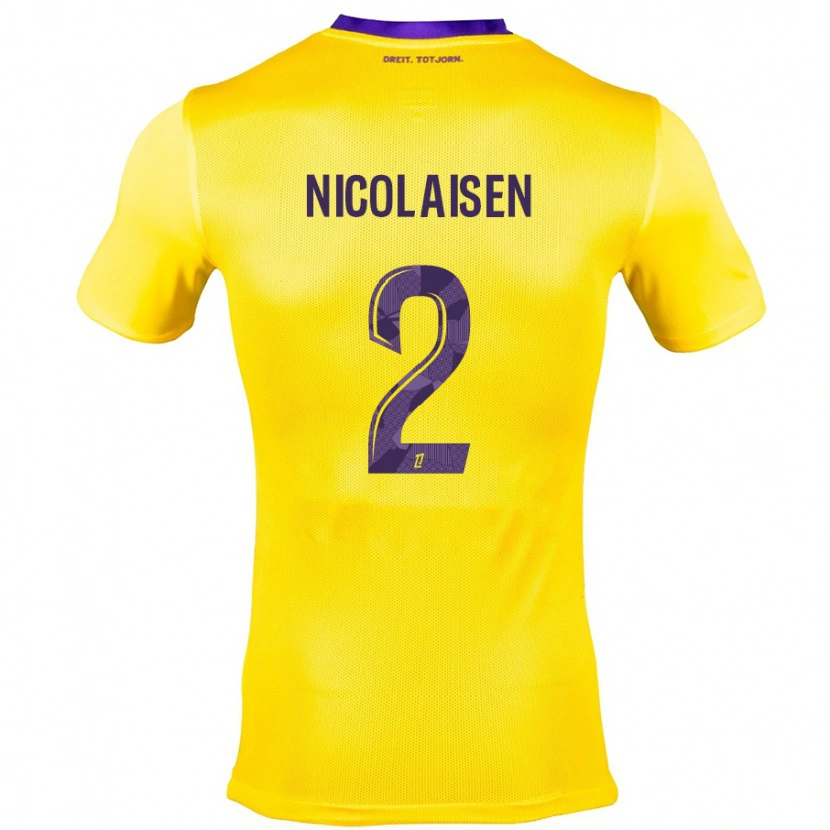 Danxen Herren Rasmus Nicolaisen #2 Gelb Lila Auswärtstrikot Trikot 2024/25 T-Shirt