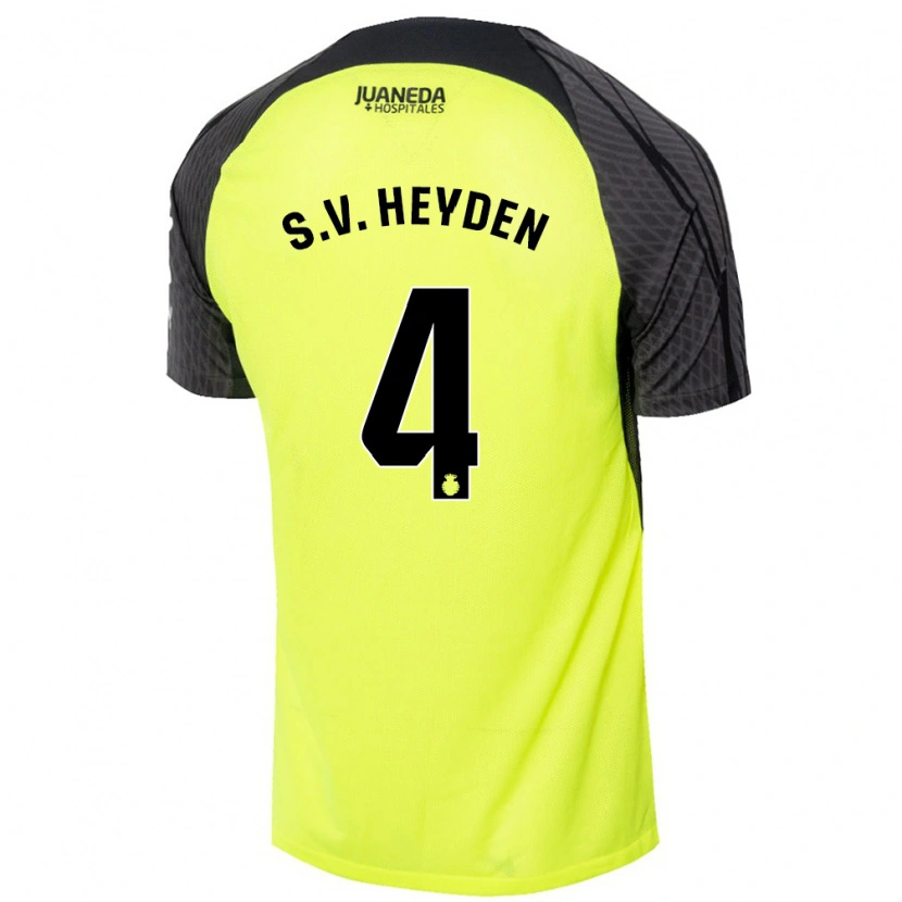 Danxen Herren Siebe Van Der Heyden #4 Fluoreszierend Grün Schwarz Auswärtstrikot Trikot 2024/25 T-Shirt