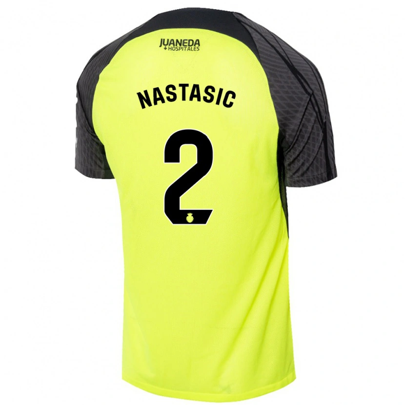 Danxen Herren Matija Nastasic #2 Fluoreszierend Grün Schwarz Auswärtstrikot Trikot 2024/25 T-Shirt