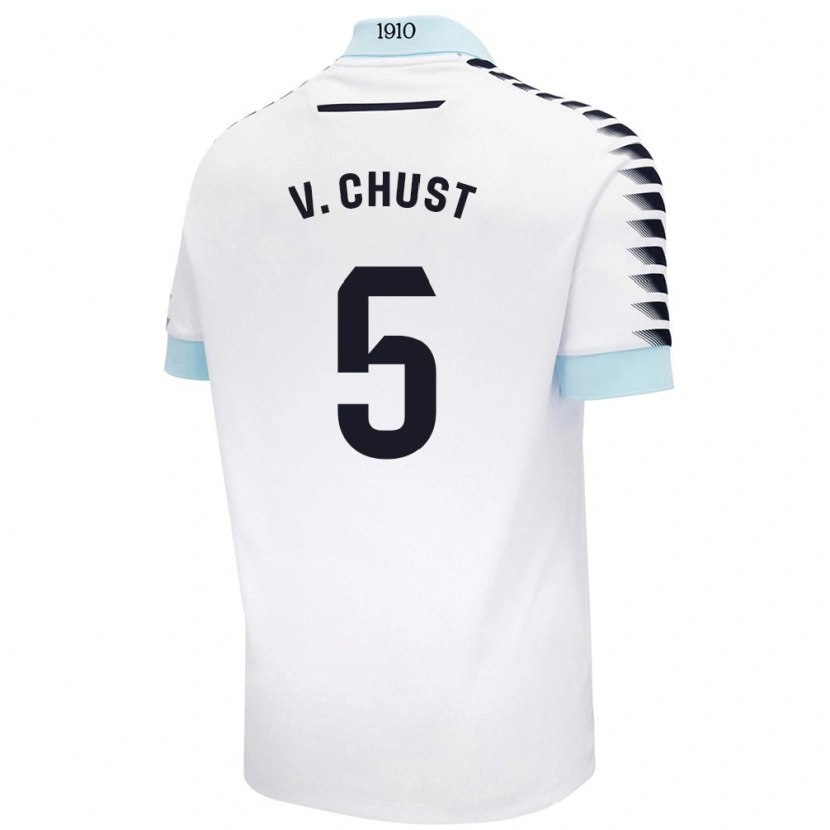 Danxen Herren Víctor Chust #5 Weiß Blau Auswärtstrikot Trikot 2024/25 T-Shirt