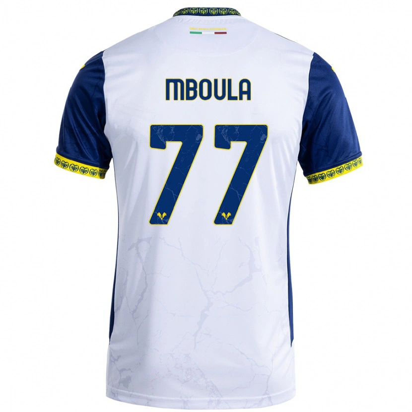 Danxen Herren Jordi Mboula #77 Weiß Blau Auswärtstrikot Trikot 2024/25 T-Shirt