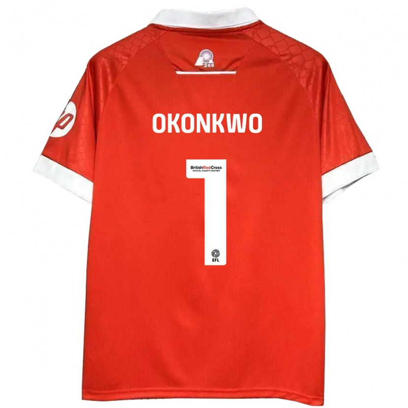 Danxen Kinder Arthur Okonkwo #1 Rot Weiß Heimtrikot Trikot 2024/25 T-Shirt