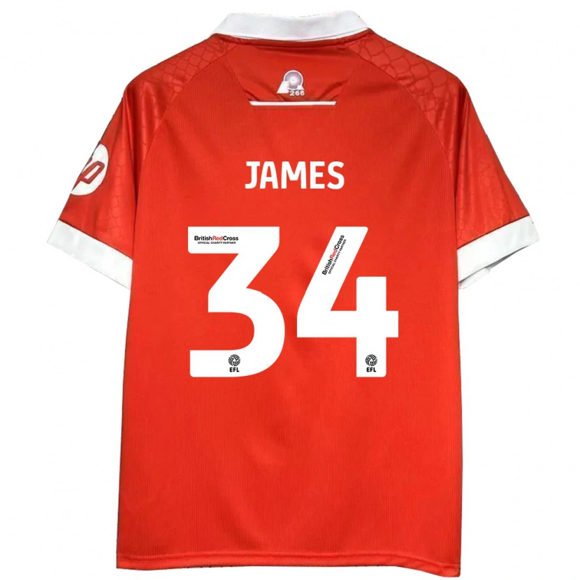 Danxen Kinder Aaron James #34 Rot Weiß Heimtrikot Trikot 2024/25 T-Shirt