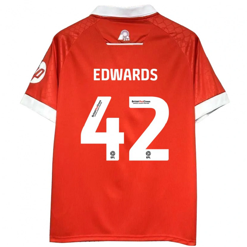 Danxen Kinder Callum Edwards #42 Rot Weiß Heimtrikot Trikot 2024/25 T-Shirt