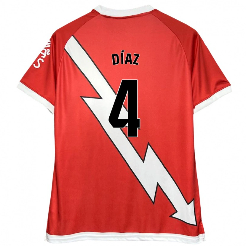 Danxen Kinder Pedro Díaz #4 Weiß Rot Heimtrikot Trikot 2024/25 T-Shirt