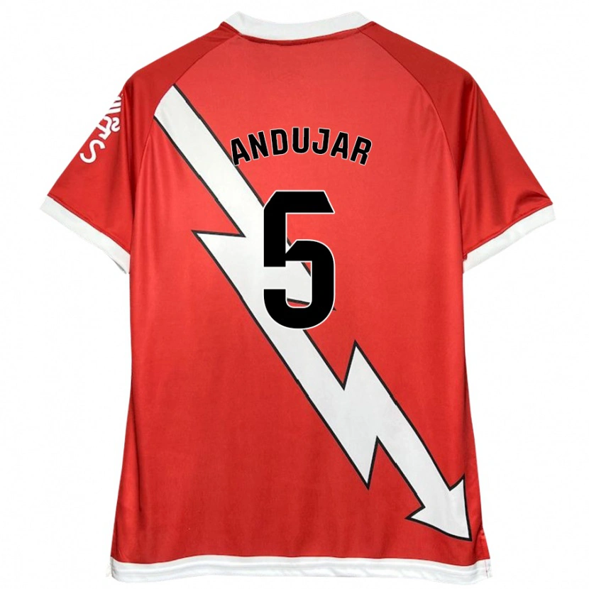 Danxen Kinder Paula Andújar #5 Weiß Rot Heimtrikot Trikot 2024/25 T-Shirt