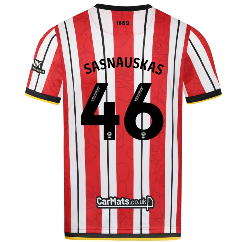 Danxen Kinder Dovydas Sasnauskas #46 Rot Weiße Streifen Heimtrikot Trikot 2024/25 T-Shirt