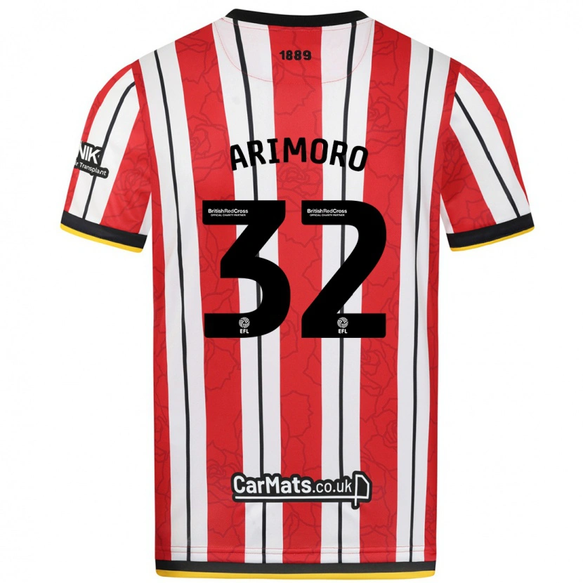 Danxen Kinder Juliet Adebowale-Arimoro #32 Rot Weiße Streifen Heimtrikot Trikot 2024/25 T-Shirt