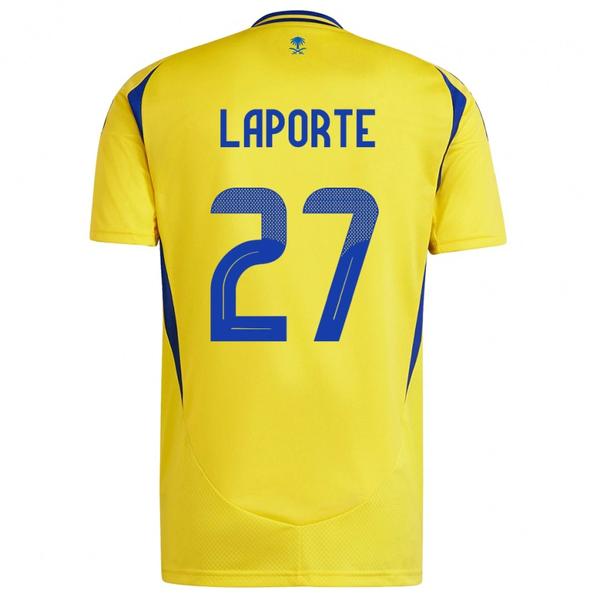 Danxen Kinder Aymeric Laporte #27 Gelb Blau Heimtrikot Trikot 2024/25 T-Shirt